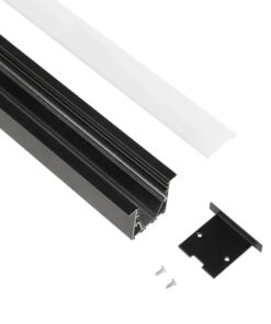 GLOBOSTAR® ALP-LINEAR RECESSA 61786-3M Χωνευτό Προφίλ Αλουμινίου με Λευκό Γαλακτερό Πατητό Κάλυμμα για Ταινίες LED IP20 – Μαύρο Ματ – Μ300 x Π3.5 x Υ4cm
