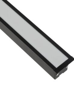GLOBOSTAR® ALP-LINEAR RECESSA 61786-3M Χωνευτό Προφίλ Αλουμινίου με Λευκό Γαλακτερό Πατητό Κάλυμμα για Ταινίες LED IP20 – Μαύρο Ματ – Μ300 x Π3.5 x Υ4cm