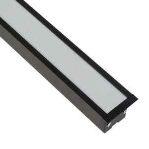 GLOBOSTAR® ALP-LINEAR RECESSA 61786-3M Χωνευτό Προφίλ Αλουμινίου με Λευκό Γαλακτερό Πατητό Κάλυμμα για Ταινίες LED IP20 – Μαύρο Ματ – Μ300 x Π3.5 x Υ4cm