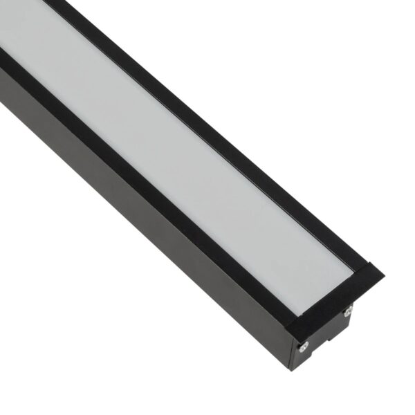 GLOBOSTAR® ALP-LINEAR RECESSA 61786-3M Χωνευτό Προφίλ Αλουμινίου με Λευκό Γαλακτερό Πατητό Κάλυμμα για Ταινίες LED IP20 – Μαύρο Ματ – Μ300 x Π3.5 x Υ4cm