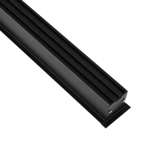 GLOBOSTAR® ALP-LINEAR RECESSA 61786-3M Χωνευτό Προφίλ Αλουμινίου με Λευκό Γαλακτερό Πατητό Κάλυμμα για Ταινίες LED IP20 – Μαύρο Ματ – Μ300 x Π3.5 x Υ4cm