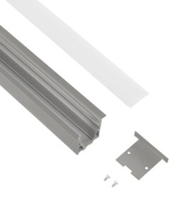 GLOBOSTAR® ALP-LINEAR RECESSA 61787-3M Χωνευτό Προφίλ Αλουμινίου με Λευκό Γαλακτερό Πατητό Κάλυμμα για Ταινίες LED IP20 – Γκρι Ανθρακί Ματ – Μ300 x Π3.5 x Υ4cm