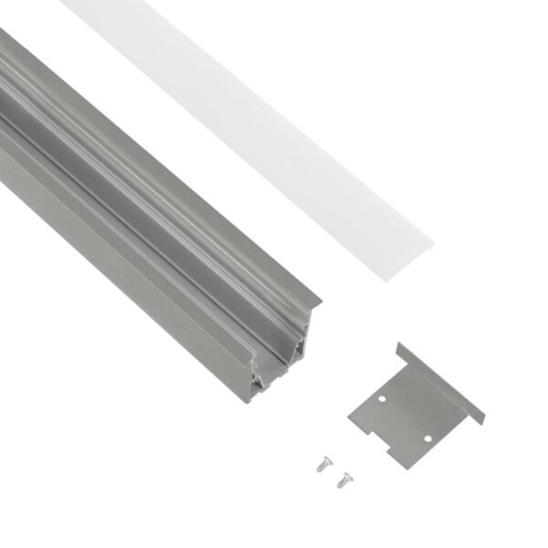 GLOBOSTAR® ALP-LINEAR RECESSA 61787-3M Χωνευτό Προφίλ Αλουμινίου με Λευκό Γαλακτερό Πατητό Κάλυμμα για Ταινίες LED IP20 – Γκρι Ανθρακί Ματ – Μ300 x Π3.5 x Υ4cm