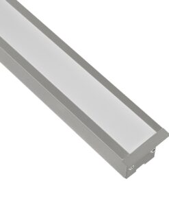 GLOBOSTAR® ALP-LINEAR RECESSA 61787-3M Χωνευτό Προφίλ Αλουμινίου με Λευκό Γαλακτερό Πατητό Κάλυμμα για Ταινίες LED IP20 – Γκρι Ανθρακί Ματ – Μ300 x Π3.5 x Υ4cm