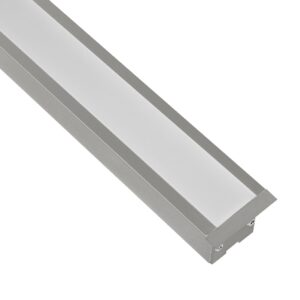 GLOBOSTAR® ALP-LINEAR RECESSA 61787-3M Χωνευτό Προφίλ Αλουμινίου με Λευκό Γαλακτερό Πατητό Κάλυμμα για Ταινίες LED IP20 – Γκρι Ανθρακί Ματ – Μ300 x Π3.5 x Υ4cm