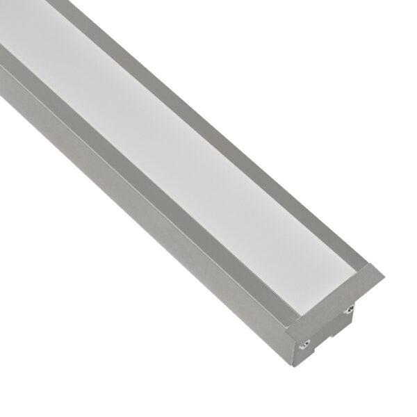 GLOBOSTAR® ALP-LINEAR RECESSA 61787-3M Χωνευτό Προφίλ Αλουμινίου με Λευκό Γαλακτερό Πατητό Κάλυμμα για Ταινίες LED IP20 – Γκρι Ανθρακί Ματ – Μ300 x Π3.5 x Υ4cm