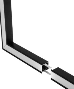 GLOBOSTAR® ALP-CORNER-SIDE90 RECESSA 61789 Χωνευτό Προφίλ Αλουμινίου Γωνία με Λευκό Γαλακτερό Πατητό Κάλυμμα για Ταινίες LED IP20 – Μαύρο Ματ – Μ30 x Π3.5 x Υ4cm