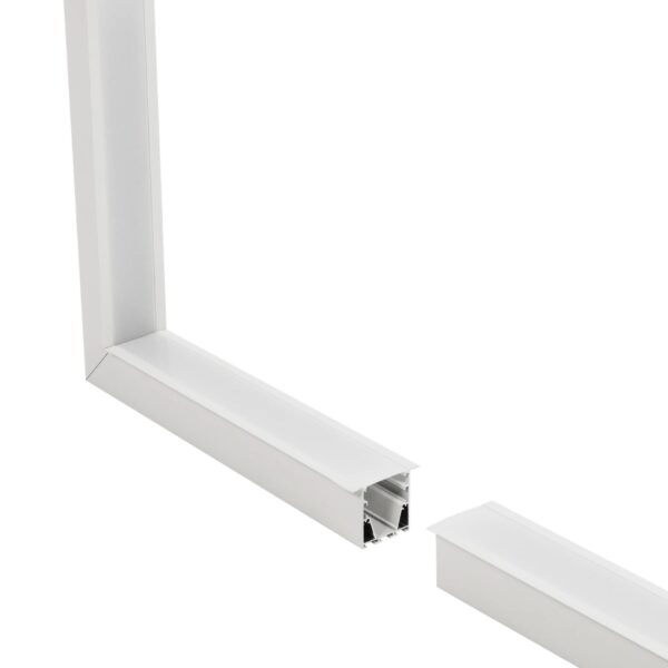GLOBOSTAR® ALP-CORNER-IN90 RECESSA 61791 Χωνευτό Προφίλ Αλουμινίου Γωνία με Λευκό Γαλακτερό Πατητό Κάλυμμα για Ταινίες LED IP20 – Λευκό Ματ – Μ30 x Π3.5 x Υ4cm