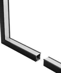 GLOBOSTAR® ALP-CORNER-IN90 RECESSA 61792 Χωνευτό Προφίλ Αλουμινίου Γωνία με Λευκό Γαλακτερό Πατητό Κάλυμμα για Ταινίες LED IP20 – Μαύρο Ματ – Μ30 x Π3.5 x Υ4cm