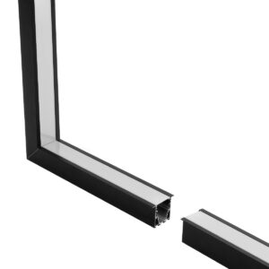 GLOBOSTAR® ALP-CORNER-IN90 RECESSA 61792 Χωνευτό Προφίλ Αλουμινίου Γωνία με Λευκό Γαλακτερό Πατητό Κάλυμμα για Ταινίες LED IP20 – Μαύρο Ματ – Μ30 x Π3.5 x Υ4cm