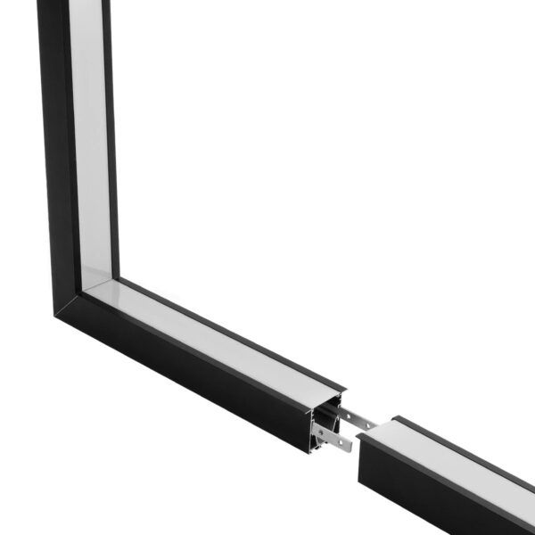 GLOBOSTAR® ALP-CORNER-IN90 RECESSA 61792 Χωνευτό Προφίλ Αλουμινίου Γωνία με Λευκό Γαλακτερό Πατητό Κάλυμμα για Ταινίες LED IP20 – Μαύρο Ματ – Μ30 x Π3.5 x Υ4cm