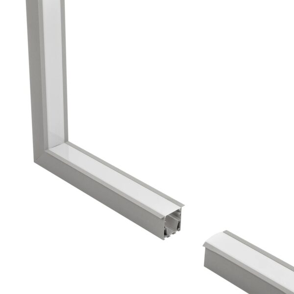 GLOBOSTAR® ALP-CORNER-IN90 RECESSA 61793 Χωνευτό Προφίλ Αλουμινίου Γωνία με Λευκό Γαλακτερό Πατητό Κάλυμμα για Ταινίες LED IP20 – Γκρι Ανθρακί Ματ – Μ30 x Π3.5 x Υ4cm