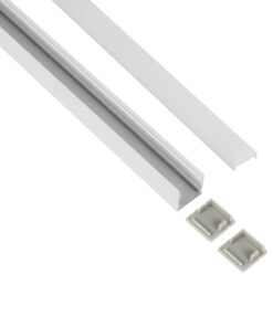 GLOBOSTAR® ALP-LINEAR GLOWTRACK 61796-3M Επιφανειακό Προφίλ Αλουμινίου με Λευκό Γαλακτερό Πατητό Κάλυμμα για Ταινίες LED IP20 – Λευκό Ματ – Μ300 x Π2 x Υ2cm – Πακέτο 5 Τεμαχίων