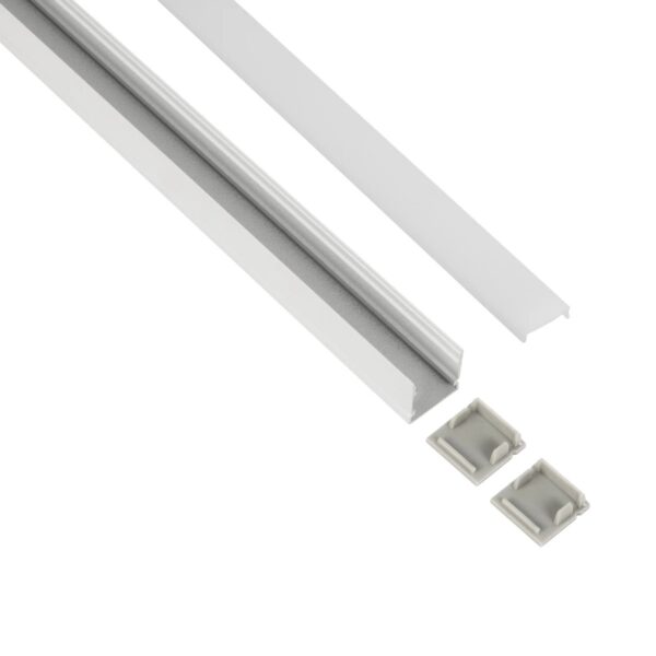 GLOBOSTAR® ALP-LINEAR GLOWTRACK 61796-3M Επιφανειακό Προφίλ Αλουμινίου με Λευκό Γαλακτερό Πατητό Κάλυμμα για Ταινίες LED IP20 – Λευκό Ματ – Μ300 x Π2 x Υ2cm – Πακέτο 5 Τεμαχίων