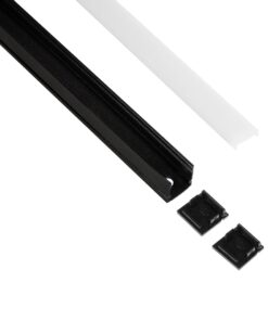 GLOBOSTAR® ALP-LINEAR GLOWTRACK 61797-3M Επιφανειακό Προφίλ Αλουμινίου με Λευκό Γαλακτερό Πατητό Κάλυμμα για Ταινίες LED IP20 – Μαύρο Ματ – Μ300 x Π2 x Υ2cm – Πακέτο 5 Τεμαχίων
