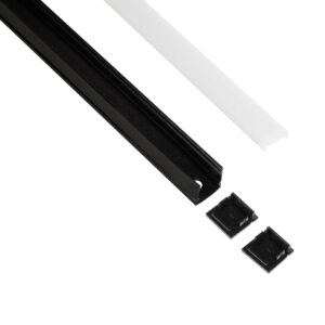 GLOBOSTAR® ALP-LINEAR GLOWTRACK 61797-3M Επιφανειακό Προφίλ Αλουμινίου με Λευκό Γαλακτερό Πατητό Κάλυμμα για Ταινίες LED IP20 – Μαύρο Ματ – Μ300 x Π2 x Υ2cm – Πακέτο 5 Τεμαχίων
