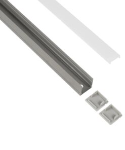 GLOBOSTAR® ALP-LINEAR GLOWTRACK 61798-3M Επιφανειακό Προφίλ Αλουμινίου με Λευκό Γαλακτερό Πατητό Κάλυμμα για Ταινίες LED IP20 – Γκρι Ανθρακί Ματ – Μ300 x Π2 x Υ2cm – Πακέτο 5 Τεμαχίων