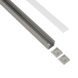 GLOBOSTAR® ALP-LINEAR GLOWTRACK 61798-3M Επιφανειακό Προφίλ Αλουμινίου με Λευκό Γαλακτερό Πατητό Κάλυμμα για Ταινίες LED IP20 – Γκρι Ανθρακί Ματ – Μ300 x Π2 x Υ2cm – Πακέτο 5 Τεμαχίων