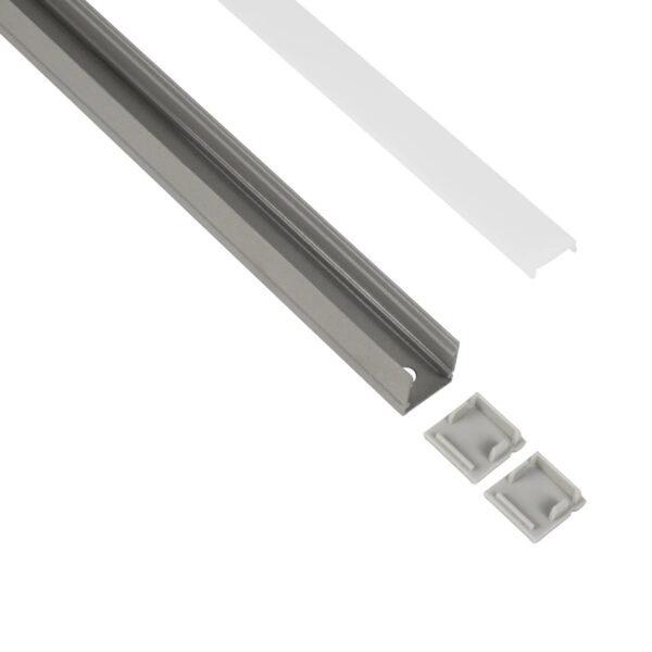 GLOBOSTAR® ALP-LINEAR GLOWTRACK 61798-3M Επιφανειακό Προφίλ Αλουμινίου με Λευκό Γαλακτερό Πατητό Κάλυμμα για Ταινίες LED IP20 – Γκρι Ανθρακί Ματ – Μ300 x Π2 x Υ2cm – Πακέτο 5 Τεμαχίων