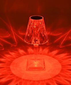 GLOBOSTAR® CRYSTAL 62042 Μοντέρνο Επιτραπέζιο Φωτιστικό Πορτατίφ LED 1W 100lm 360° DC 5V USB-C με Επαναφορτιζόμενη Μπαταρία Li-ion 3.7V 1600mAh IP44 Πολύχρωμο RGBW με Χειριστήριο Dimmable – Sanan SMD Chip – Διάφανο – Μ11.5 x Π11.5 x Υ25.5cm – 3 Χρόνια Εγγύηση