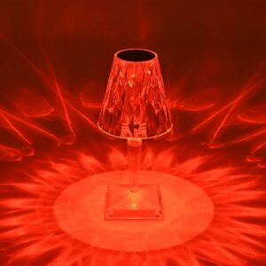 GLOBOSTAR® CRYSTAL 62042 Μοντέρνο Επιτραπέζιο Φωτιστικό Πορτατίφ LED 1W 100lm 360° DC 5V USB-C με Επαναφορτιζόμενη Μπαταρία Li-ion 3.7V 1600mAh IP44 Πολύχρωμο RGBW με Χειριστήριο Dimmable – Sanan SMD Chip – Διάφανο – Μ11.5 x Π11.5 x Υ25.5cm – 3 Χρόνια Εγγύηση
