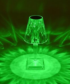 GLOBOSTAR® CRYSTAL 62042 Μοντέρνο Επιτραπέζιο Φωτιστικό Πορτατίφ LED 1W 100lm 360° DC 5V USB-C με Επαναφορτιζόμενη Μπαταρία Li-ion 3.7V 1600mAh IP44 Πολύχρωμο RGBW με Χειριστήριο Dimmable – Sanan SMD Chip – Διάφανο – Μ11.5 x Π11.5 x Υ25.5cm – 3 Χρόνια Εγγύηση