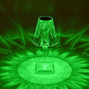 GLOBOSTAR® CRYSTAL 62042 Μοντέρνο Επιτραπέζιο Φωτιστικό Πορτατίφ LED 1W 100lm 360° DC 5V USB-C με Επαναφορτιζόμενη Μπαταρία Li-ion 3.7V 1600mAh IP44 Πολύχρωμο RGBW με Χειριστήριο Dimmable – Sanan SMD Chip – Διάφανο – Μ11.5 x Π11.5 x Υ25.5cm – 3 Χρόνια Εγγύηση