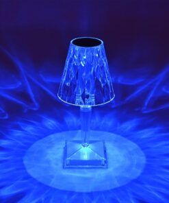 GLOBOSTAR® CRYSTAL 62042 Μοντέρνο Επιτραπέζιο Φωτιστικό Πορτατίφ LED 1W 100lm 360° DC 5V USB-C με Επαναφορτιζόμενη Μπαταρία Li-ion 3.7V 1600mAh IP44 Πολύχρωμο RGBW με Χειριστήριο Dimmable – Sanan SMD Chip – Διάφανο – Μ11.5 x Π11.5 x Υ25.5cm – 3 Χρόνια Εγγύηση