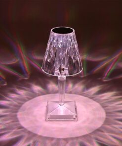 GLOBOSTAR® CRYSTAL 62042 Μοντέρνο Επιτραπέζιο Φωτιστικό Πορτατίφ LED 1W 100lm 360° DC 5V USB-C με Επαναφορτιζόμενη Μπαταρία Li-ion 3.7V 1600mAh IP44 Πολύχρωμο RGBW με Χειριστήριο Dimmable – Sanan SMD Chip – Διάφανο – Μ11.5 x Π11.5 x Υ25.5cm – 3 Χρόνια Εγγύηση