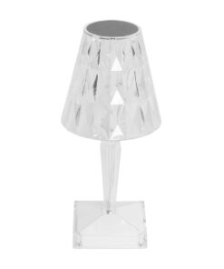 GLOBOSTAR® CRYSTAL 62042 Μοντέρνο Επιτραπέζιο Φωτιστικό Πορτατίφ LED 1W 100lm 360° DC 5V USB-C με Επαναφορτιζόμενη Μπαταρία Li-ion 3.7V 1600mAh IP44 Πολύχρωμο RGBW με Χειριστήριο Dimmable – Sanan SMD Chip – Διάφανο – Μ11.5 x Π11.5 x Υ25.5cm – 3 Χρόνια Εγγύηση