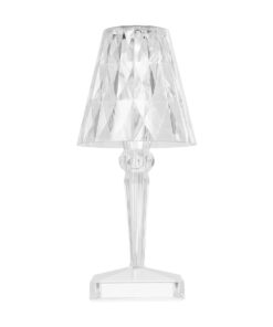 GLOBOSTAR® CRYSTAL 62042 Μοντέρνο Επιτραπέζιο Φωτιστικό Πορτατίφ LED 1W 100lm 360° DC 5V USB-C με Επαναφορτιζόμενη Μπαταρία Li-ion 3.7V 1600mAh IP44 Πολύχρωμο RGBW με Χειριστήριο Dimmable – Sanan SMD Chip – Διάφανο – Μ11.5 x Π11.5 x Υ25.5cm – 3 Χρόνια Εγγύηση