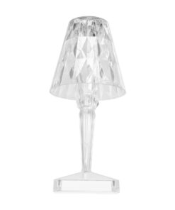 GLOBOSTAR® CRYSTAL 62042 Μοντέρνο Επιτραπέζιο Φωτιστικό Πορτατίφ LED 1W 100lm 360° DC 5V USB-C με Επαναφορτιζόμενη Μπαταρία Li-ion 3.7V 1600mAh IP44 Πολύχρωμο RGBW με Χειριστήριο Dimmable – Sanan SMD Chip – Διάφανο – Μ11.5 x Π11.5 x Υ25.5cm – 3 Χρόνια Εγγύηση