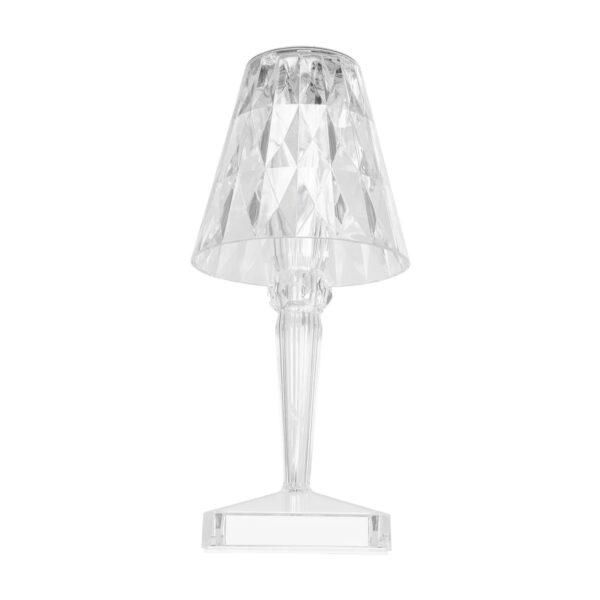 GLOBOSTAR® CRYSTAL 62042 Μοντέρνο Επιτραπέζιο Φωτιστικό Πορτατίφ LED 1W 100lm 360° DC 5V USB-C με Επαναφορτιζόμενη Μπαταρία Li-ion 3.7V 1600mAh IP44 Πολύχρωμο RGBW με Χειριστήριο Dimmable – Sanan SMD Chip – Διάφανο – Μ11.5 x Π11.5 x Υ25.5cm – 3 Χρόνια Εγγύηση