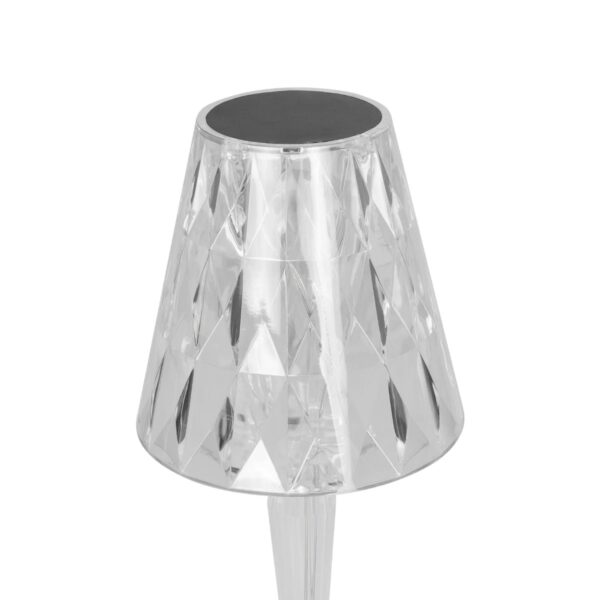 GLOBOSTAR® CRYSTAL 62042 Μοντέρνο Επιτραπέζιο Φωτιστικό Πορτατίφ LED 1W 100lm 360° DC 5V USB-C με Επαναφορτιζόμενη Μπαταρία Li-ion 3.7V 1600mAh IP44 Πολύχρωμο RGBW με Χειριστήριο Dimmable – Sanan SMD Chip – Διάφανο – Μ11.5 x Π11.5 x Υ25.5cm – 3 Χρόνια Εγγύηση