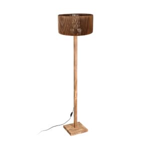 GloboStar® HOLZ 203-0252 Μοντέρνο Επιδαπέδιο Φωτιστικό Μονόφωτο 1 x E27 IP20 Μπέζ Ξύλο – Μ30 x Π30 x Y140cm