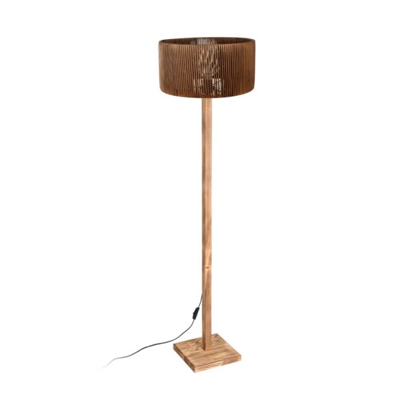 GloboStar® HOLZ 203-0252 Μοντέρνο Επιδαπέδιο Φωτιστικό Μονόφωτο 1 x E27 IP20 Μπέζ Ξύλο – Μ30 x Π30 x Y140cm