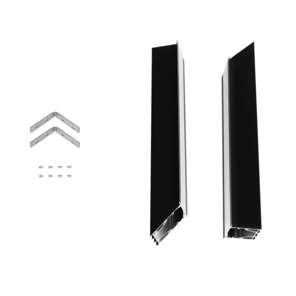 GLOBOSTAR® ALP-CORNER-IN90 RECESSA 61792 Χωνευτό Προφίλ Αλουμινίου Γωνία με Λευκό Γαλακτερό Πατητό Κάλυμμα για Ταινίες LED IP20 – Μαύρο Ματ – Μ30 x Π3.5 x Υ4cm