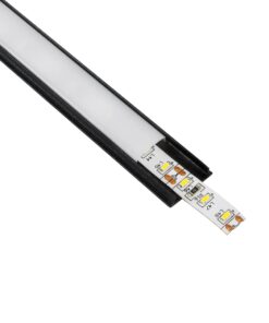 GLOBOSTAR® ALP-LINEAR CURBARIO 70804-1M Επιφανειακό Εύκαμπτο Προφίλ Αλουμινίου με Λευκό Γαλακτερό Πατητό Κάλυμμα για Ταινίες LED IP20 – Μαύρο & Λευκό – Μ100 x Π1.8 x Υ0.5cm