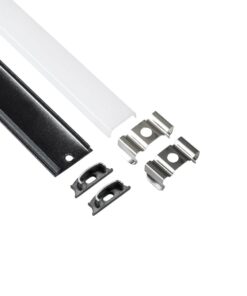 GLOBOSTAR® ALP-LINEAR CURBARIO 70804-1M Επιφανειακό Εύκαμπτο Προφίλ Αλουμινίου με Λευκό Γαλακτερό Πατητό Κάλυμμα για Ταινίες LED IP20 – Μαύρο & Λευκό – Μ100 x Π1.8 x Υ0.5cm