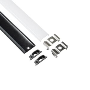 GLOBOSTAR® ALP-LINEAR CURBARIO 70804-1M Επιφανειακό Εύκαμπτο Προφίλ Αλουμινίου με Λευκό Γαλακτερό Πατητό Κάλυμμα για Ταινίες LED IP20 – Μαύρο & Λευκό – Μ100 x Π1.8 x Υ0.5cm