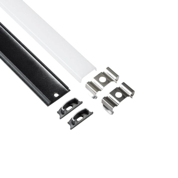 GLOBOSTAR® ALP-LINEAR CURBARIO 70804-1M Επιφανειακό Εύκαμπτο Προφίλ Αλουμινίου με Λευκό Γαλακτερό Πατητό Κάλυμμα για Ταινίες LED IP20 – Μαύρο & Λευκό – Μ100 x Π1.8 x Υ0.5cm