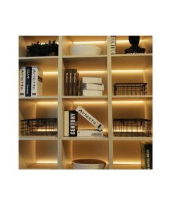 GLOBOSTAR® ALP-R-SHELF DODA 70814-1M Χωνευτό Προφίλ Αλουμινίου Ειδικό για Φωτισμό Ραφιού 18mm με Λευκό Γαλακτερό Πατητό Κάλυμμα για Ταινίες LED IP20 – Ασημί & Λευκό – Μ100 x Π1.5 x Υ2cm