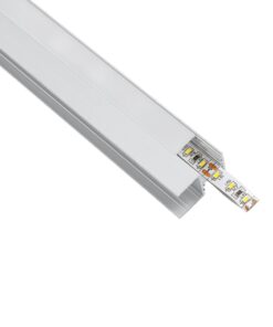 GLOBOSTAR® ALP-R-SHELF DODA 70814-1M Χωνευτό Προφίλ Αλουμινίου Ειδικό για Φωτισμό Ραφιού 18mm με Λευκό Γαλακτερό Πατητό Κάλυμμα για Ταινίες LED IP20 – Ασημί & Λευκό – Μ100 x Π1.5 x Υ2cm