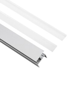 GLOBOSTAR® ALP-R-SHELF DODA 70814-1M Χωνευτό Προφίλ Αλουμινίου Ειδικό για Φωτισμό Ραφιού 18mm με Λευκό Γαλακτερό Πατητό Κάλυμμα για Ταινίες LED IP20 – Ασημί & Λευκό – Μ100 x Π1.5 x Υ2cm