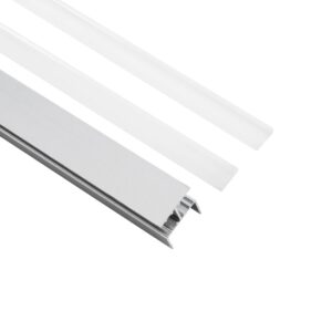 GLOBOSTAR® ALP-R-SHELF DODA 70814-1M Χωνευτό Προφίλ Αλουμινίου Ειδικό για Φωτισμό Ραφιού 18mm με Λευκό Γαλακτερό Πατητό Κάλυμμα για Ταινίες LED IP20 – Ασημί & Λευκό – Μ100 x Π1.5 x Υ2cm