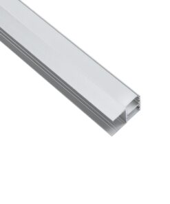 GLOBOSTAR® ALP-R-SHELF DODA 70814-1M Χωνευτό Προφίλ Αλουμινίου Ειδικό για Φωτισμό Ραφιού 18mm με Λευκό Γαλακτερό Πατητό Κάλυμμα για Ταινίες LED IP20 – Ασημί & Λευκό – Μ100 x Π1.5 x Υ2cm