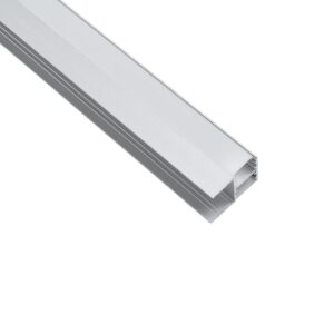 GLOBOSTAR® ALP-R-SHELF DODA 70814-1M Χωνευτό Προφίλ Αλουμινίου Ειδικό για Φωτισμό Ραφιού 18mm με Λευκό Γαλακτερό Πατητό Κάλυμμα για Ταινίες LED IP20 – Ασημί & Λευκό – Μ100 x Π1.5 x Υ2cm