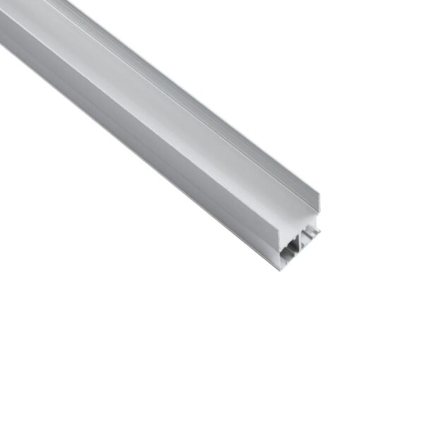 GLOBOSTAR® ALP-R-SHELF DODA 70814-1M Χωνευτό Προφίλ Αλουμινίου Ειδικό για Φωτισμό Ραφιού 18mm με Λευκό Γαλακτερό Πατητό Κάλυμμα για Ταινίες LED IP20 – Ασημί & Λευκό – Μ100 x Π1.5 x Υ2cm
