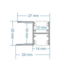 GLOBOSTAR® ALP-R-SHELF DODA 70814-1M Χωνευτό Προφίλ Αλουμινίου Ειδικό για Φωτισμό Ραφιού 18mm με Λευκό Γαλακτερό Πατητό Κάλυμμα για Ταινίες LED IP20 – Ασημί & Λευκό – Μ100 x Π1.5 x Υ2cm