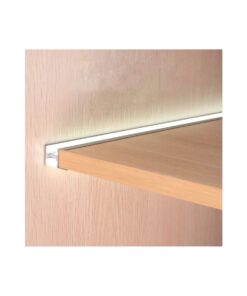 GLOBOSTAR® ALP-R-SHELF DODA 70814-1M Χωνευτό Προφίλ Αλουμινίου Ειδικό για Φωτισμό Ραφιού 18mm με Λευκό Γαλακτερό Πατητό Κάλυμμα για Ταινίες LED IP20 – Ασημί & Λευκό – Μ100 x Π1.5 x Υ2cm